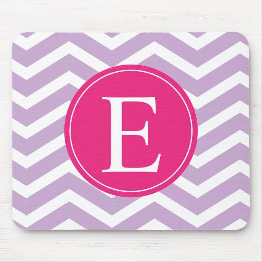 Paars White Chevron Bright Roze Monogram Muismat (Voorkant)