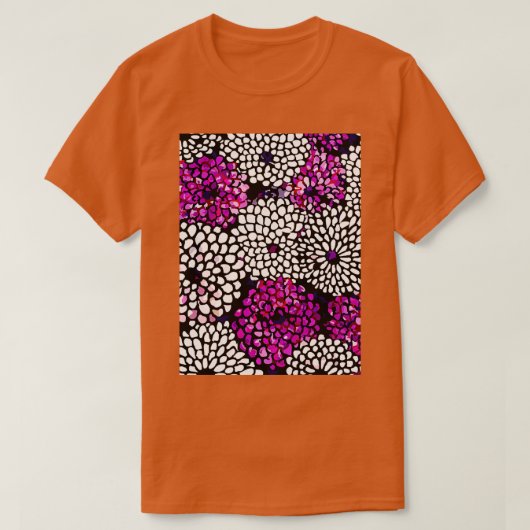 Paars White Chrysanthemum Flower Pattern T-shirt (Design voorkant)