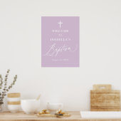 Paars-White Cross-Girl Baptism Welkomstteken Poster (Keuken)