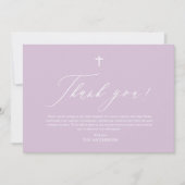 Paars-White Cross-Girl Baptisme Hartelijk dank Kaart (Voorkant)