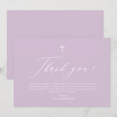 Paars-White Cross-Girl Baptisme Hartelijk dank Kaart (Voorkant / Achterkant)