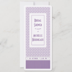 Paars White Fleur de Lis Ticket Vrijgezellenfeest Kaart