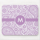 Paars White Floral Paisley Pattern Muismat (Voorkant)