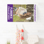 Paars White Gefeliciteerd Afstuderen Spandoek (Insitu)