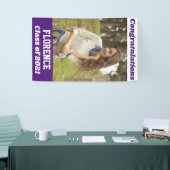 Paars White Gefeliciteerd Afstuderen Spandoek (Beurs)
