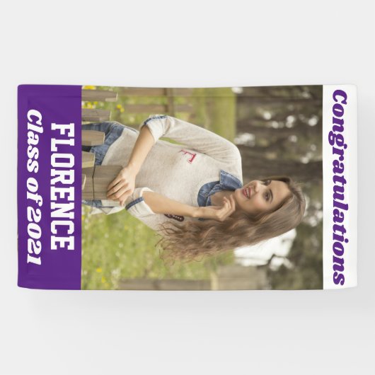 Paars White Gefeliciteerd Afstuderen Spandoek (Horizontaal)
