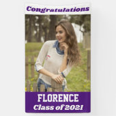 Paars White Gefeliciteerd Afstuderen Spandoek (Verticaal)