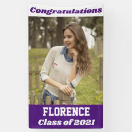 Paars White Gefeliciteerd Afstuderen Spandoek
