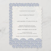 Paars+White geüpload Waves Elegant Beach Weddensch Kaart (Voorkant / Achterkant)