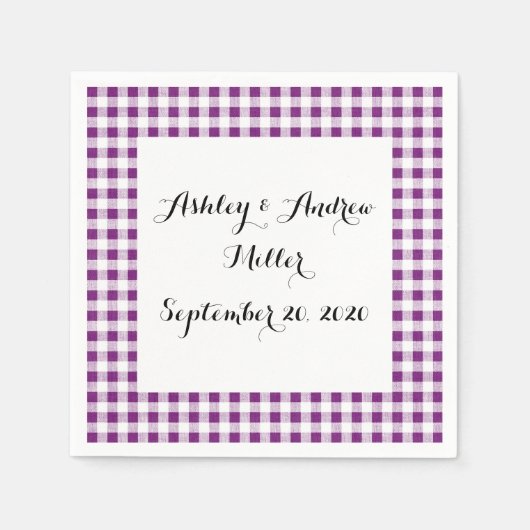 Paars White Gingham Pattern Servetten (Voorkant)