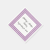 Paars White Gingham Pattern Servetten (Hoek)