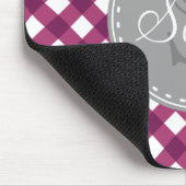 Paars White Gingham Pset Pattern Monogram Muismat (Hoek)