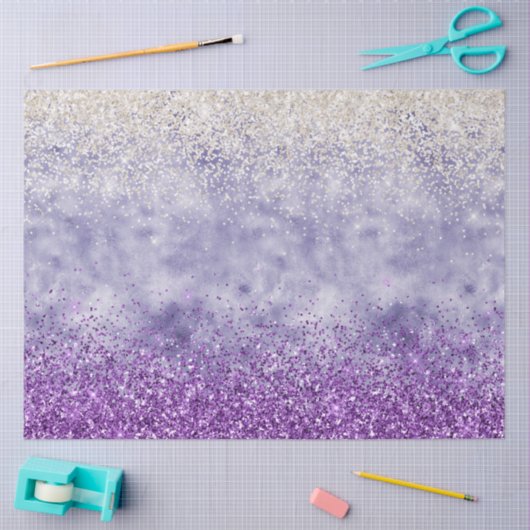 Paars White Glitz Glitter Tissuepapier (Craft)