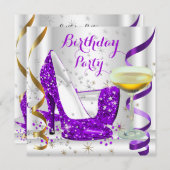 Paars White Gold Glitter High Heels Champagne 4 Kaart (Voorkant / Achterkant)