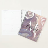 Paars-White Gold Modern Monogram Abstract Planner (Display)