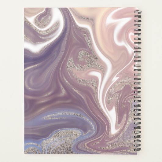 Paars-White Gold Modern Monogram Abstract Planner (Achterkant)