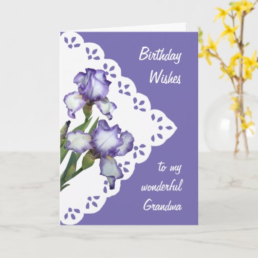  Paars White Iris Flower Grandma Kaart (Gele Bloem)