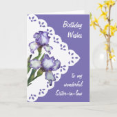  Paars White Iris Flower Sister-in-law Kaart (Gele Bloem)