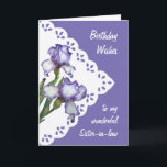 Paars White Iris Flower Sister-in-law Kaart<br><div class="desc">Paarse witte Iris ventilator voor uw schoonzuster-in-law-dag</div>