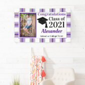 Paars White Pset School Colors Afstuderen Spandoek (Insitu)