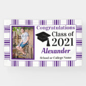 Paars White Pset School Colors Afstuderen Spandoek (Horizontaal)