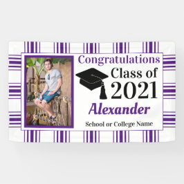 Paars White Pset School Colors Afstuderen Spandoek