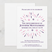 Paars White Roze 90th Birthday Party Fireworks Kaart (Voorkant / Achterkant)