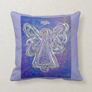 Paars White Silver Angel Decoratief Sierkussen