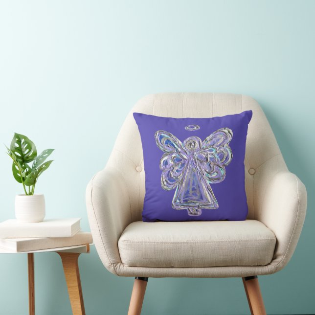 Paars White Silver Angel Decoratief Sierkussen (Stoel)