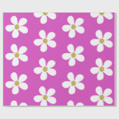 Paars White Simple Daisy Gold Cadeaupapier (Vlak)