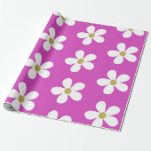 Paars White Simple Daisy Gold Cadeaupapier (Uitgerold)