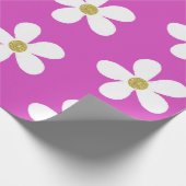 Paars White Simple Daisy Gold Cadeaupapier (Hoek)