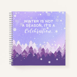 Paars-White Snow Peaceful Forest Winter Quote Notitieboek