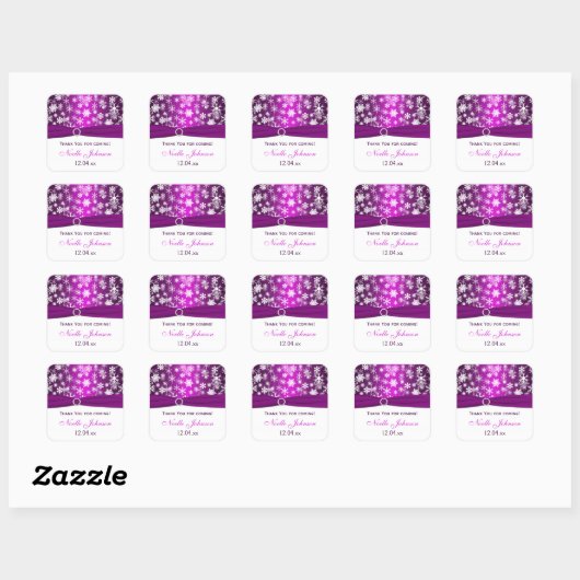 Paars White Snowflakes Vrijgezellenfeest Sticker (Vel)