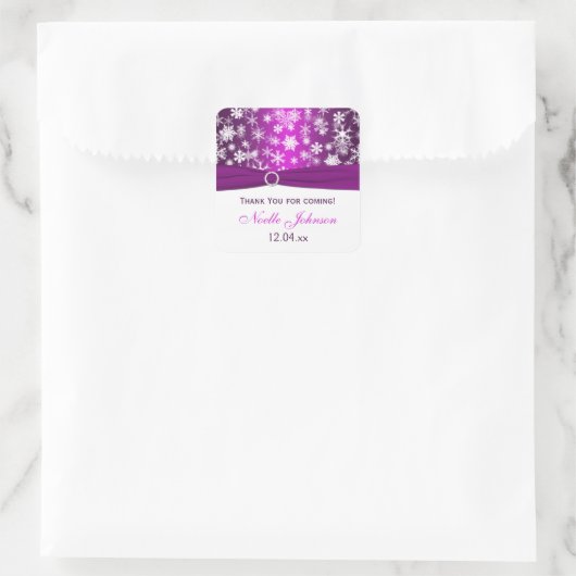 Paars White Snowflakes Vrijgezellenfeest Sticker (Tas)