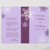 Paars White Snowflakes Winter Wedding Programme (Voorkant)