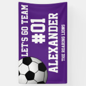 Paars White Soccer Team Spirit Spandoek (Verticaal)