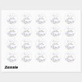 Paars Wildbloem Baby shower Dank u wel script Ronde Sticker (Vel)