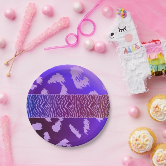 Paars wilddierenbeschermingspatroon papieren bordje (Feest)