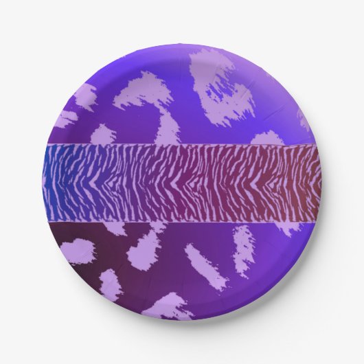 Paars wilddierenbeschermingspatroon papieren bordje (Voorkant)