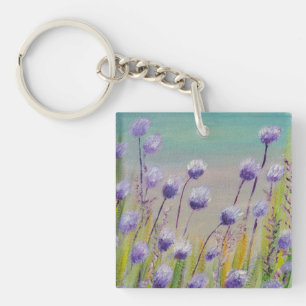 Paars wilde bloemen sleutelhanger