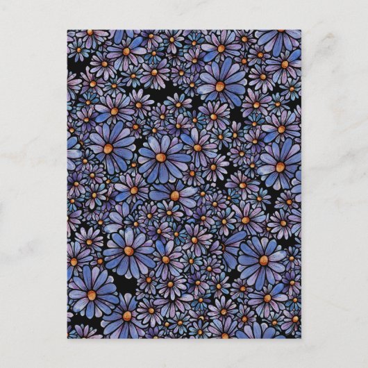 Paars Wildflower Patroon Briefkaart (Voorkant)