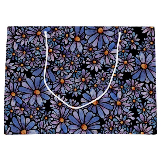 Paars Wildflower Patroon Groot Cadeauzakje (Voorkant)