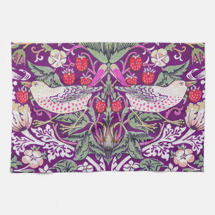 Paars William Morris Strawberry Thief Patroon Theedoek