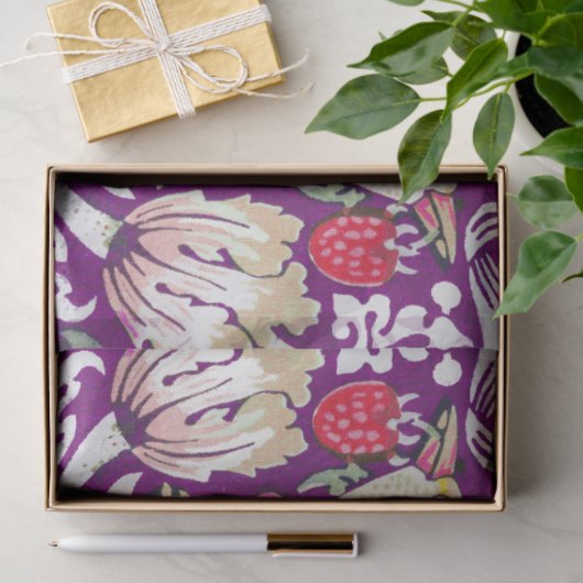 Paars William Morris Strawberry Thief Tissuepapier (Geschenk)