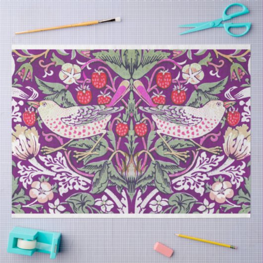 Paars William Morris Strawberry Thief Tissuepapier (Craft)
