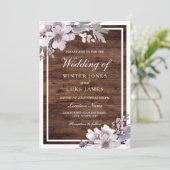 Paars winterse Waterverf Floral Wedding Kaart (Staand voorkant)