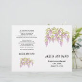 Paars wisteria floral folded bruiloft programme (Staand voorkant)
