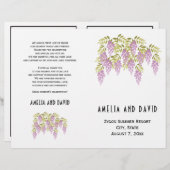 Paars wisteria floral folded bruiloft programme (Voorkant / Achterkant)