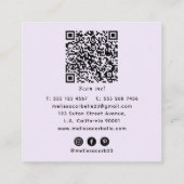 Paars & Wit Abstract Waterverf Modern QR Code Vierkante Visitekaartje (Achterkant)